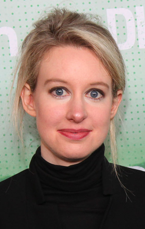 Cropped 2014 head shot of Elizabeth Holmes in black turtleneck