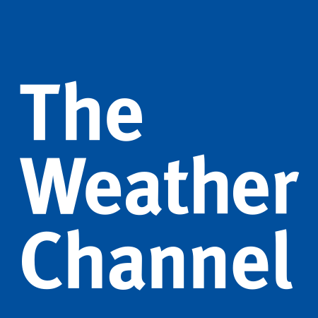 The Weather Channel logo white letters on blue background
